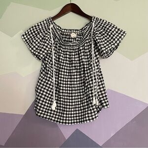 • gingham LOFT ruffle sleeve top •